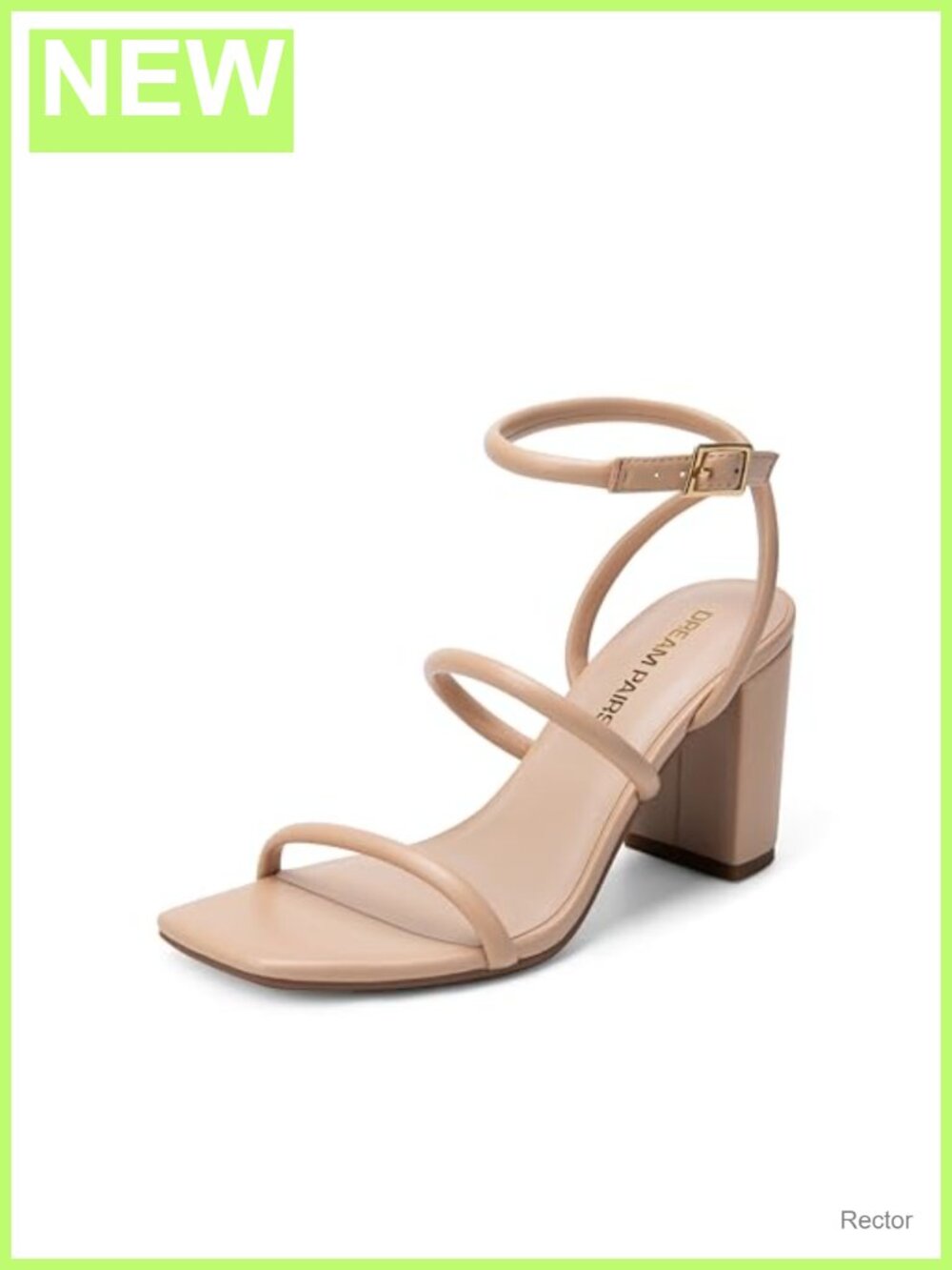Women's Chunky Block Heel Sandals Square Toe Strappy Ankle Strap Faux Leather